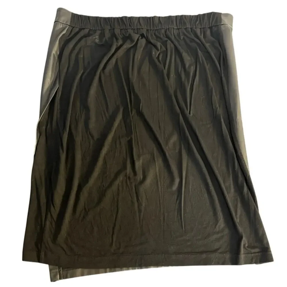 Universal Standard Black Faux Leather Mixed Media Pull-On A-Line Skirt Women
